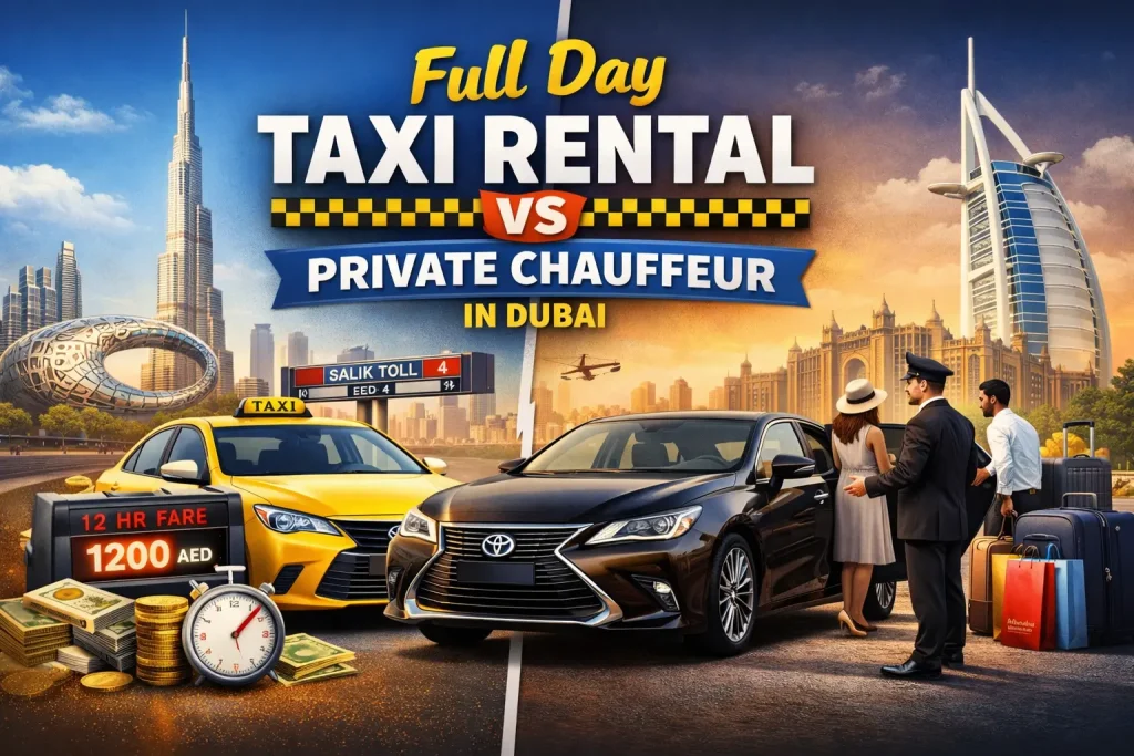 Full Day Taxi Rental vs Private Chauffeur in Dubai 2026 | Cost Comparison